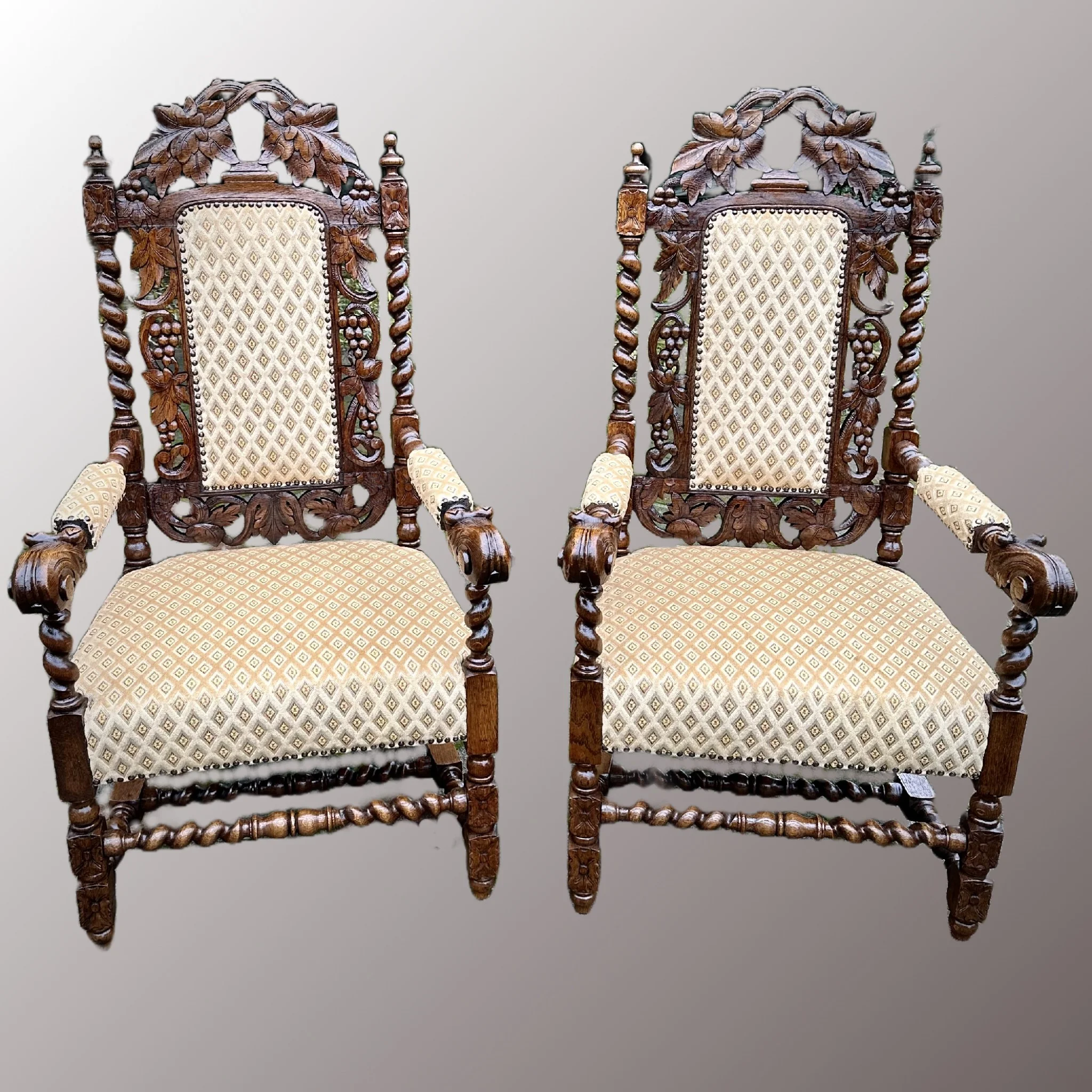 Restaurált Historizáló trónszék páros